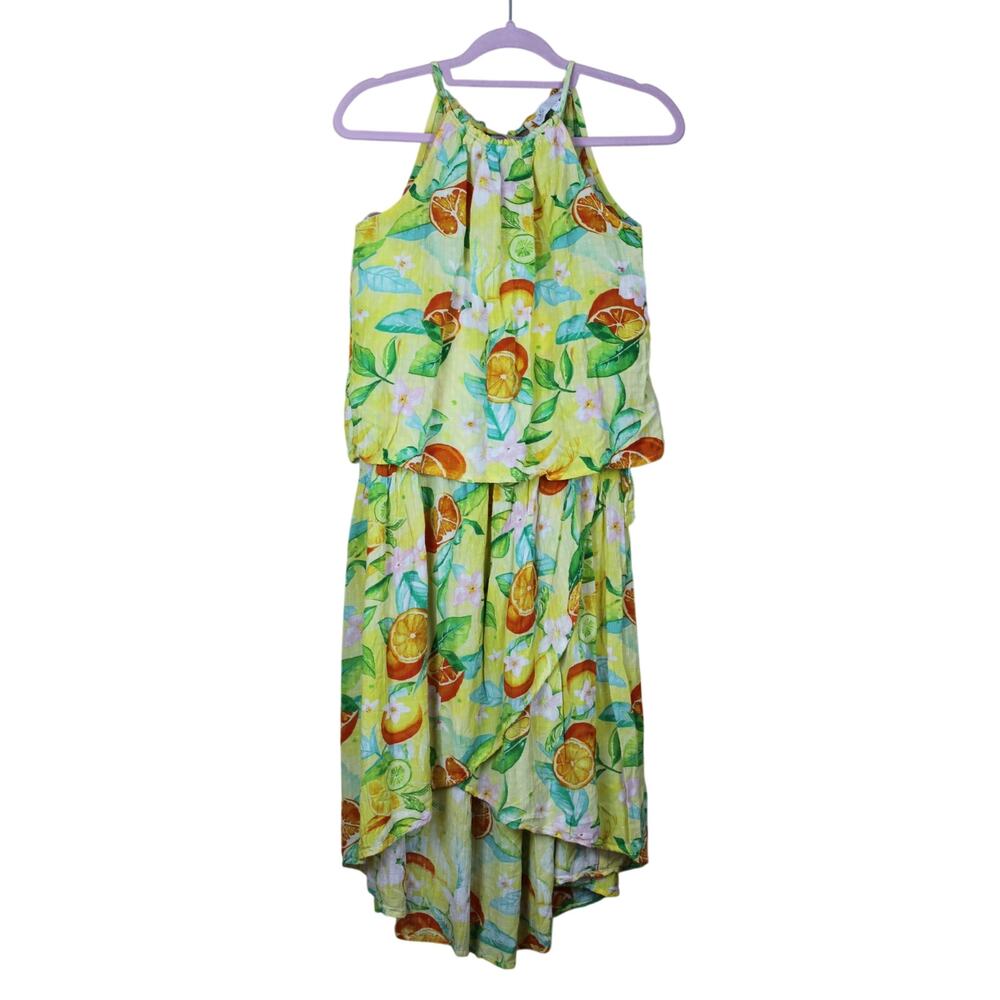 C&C California 2 Piece Set Yellow Tropical Crop Top & Maxi Wrap Skirt‎ Size XS
